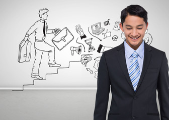 Fototapeta premium Composite image of smiling asian businessman