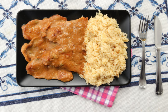 Scaloppine di vitello con riso philaf