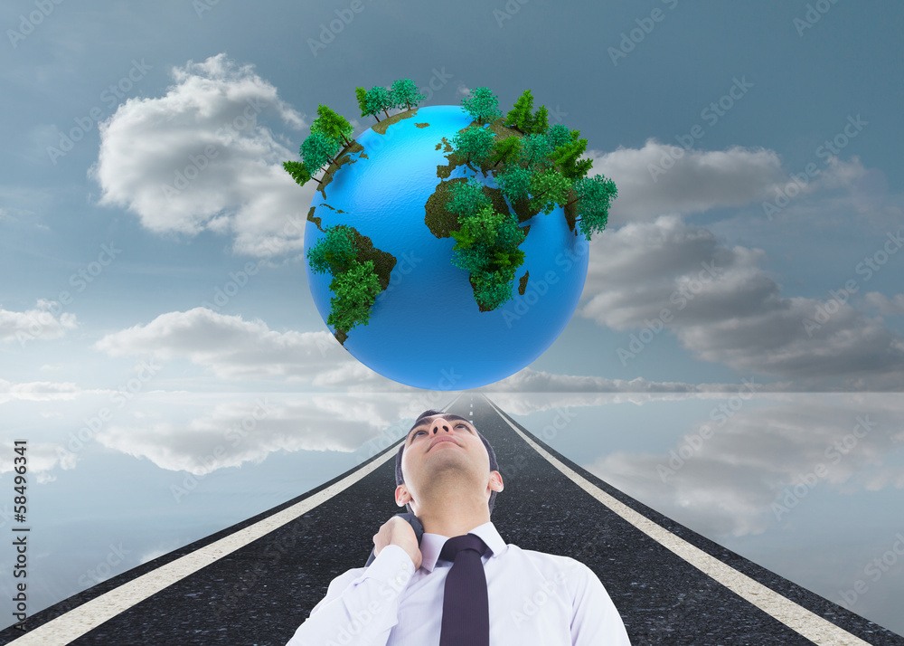 Poster composite image of unsmiling businessman standing