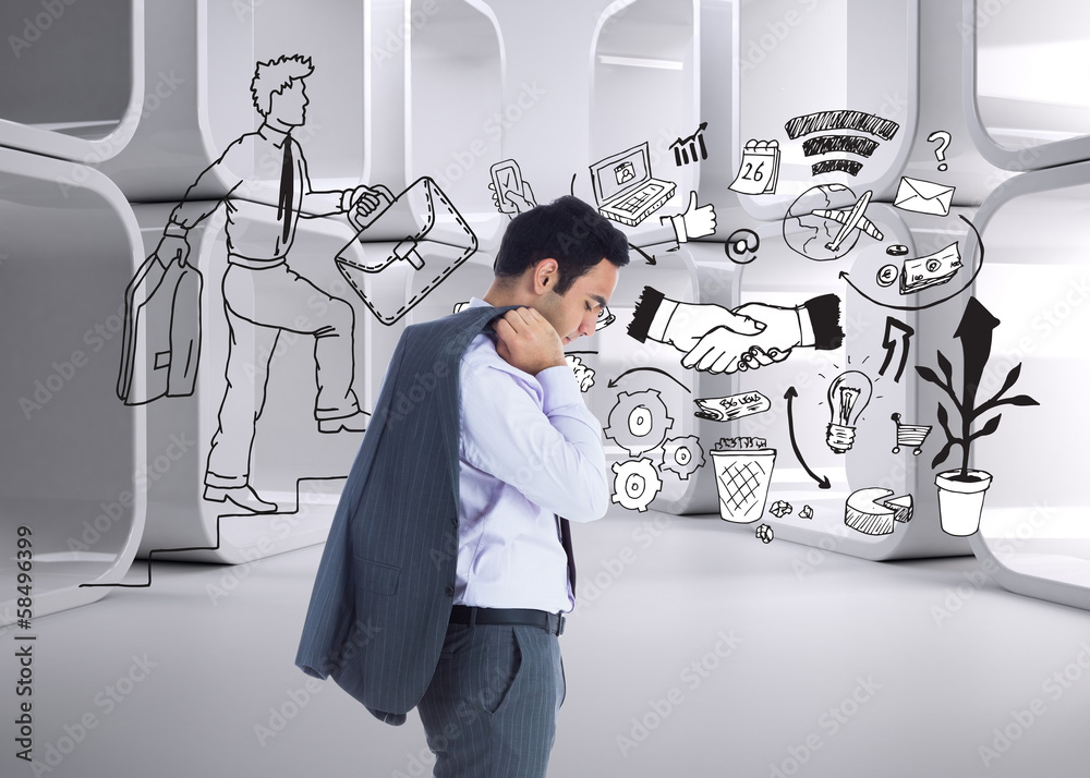 Poster composite image of unsmiling businessman standing