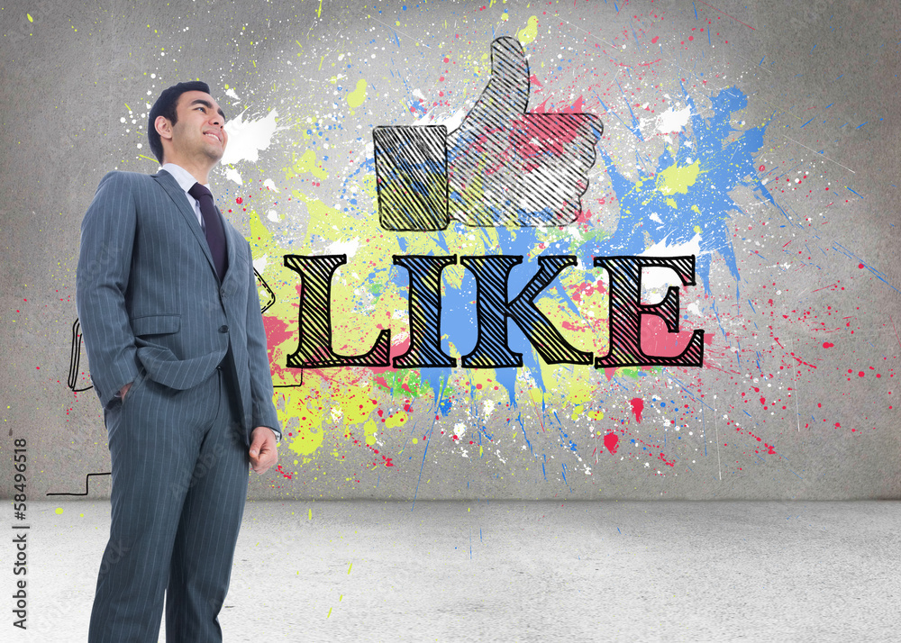 Poster composite image of smiling businessman standing