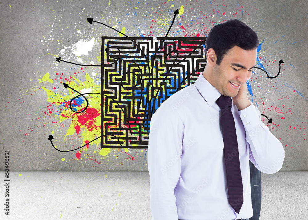 Poster composite image of smiling businessman standing