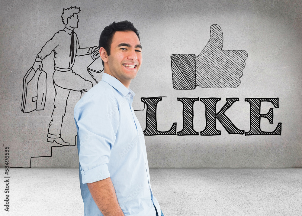 Poster composite image of smiling casual man standing