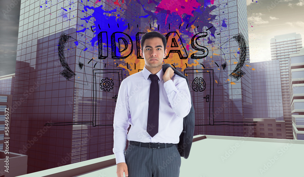 Poster composite image of unsmiling businessman standing