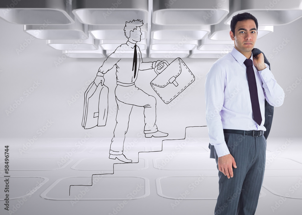 Poster composite image of unsmiling businessman standing