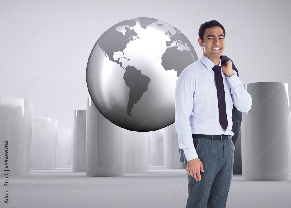 Poster composite image of smiling businessman standing