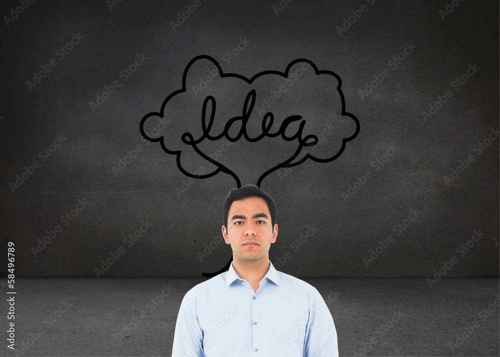 Poster composite image of unsmiling casual man standing