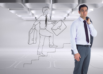 Composite image of unsmiling businessman standing