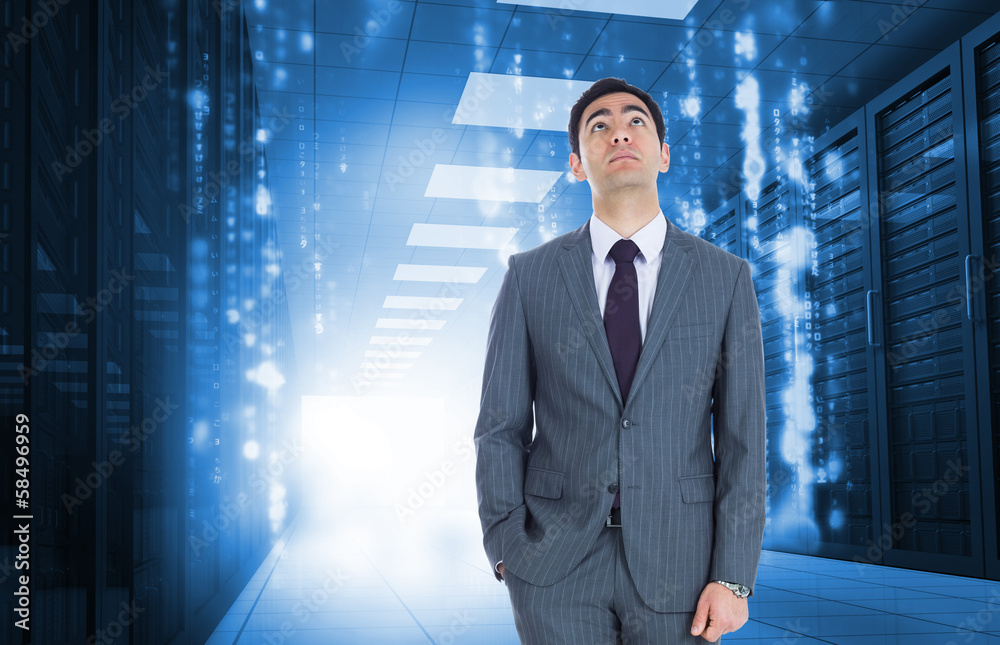 Poster composite image of unsmiling businessman standing