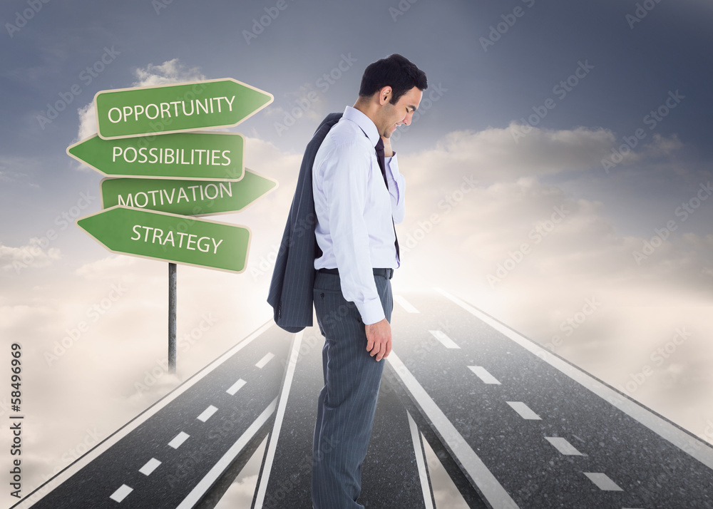 Poster composite image of smiling businessman standing