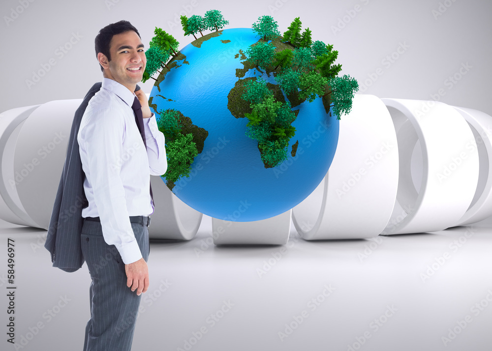 Poster composite image of smiling businessman standing
