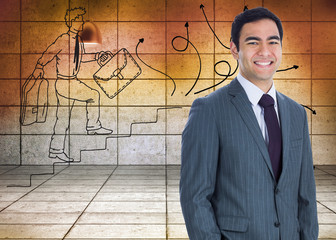 Composite image of smiling businessman standing