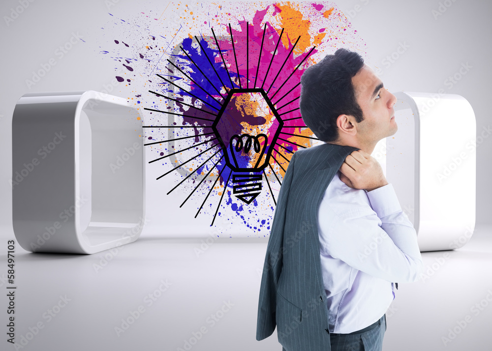 Poster composite image of unsmiling businessman standing