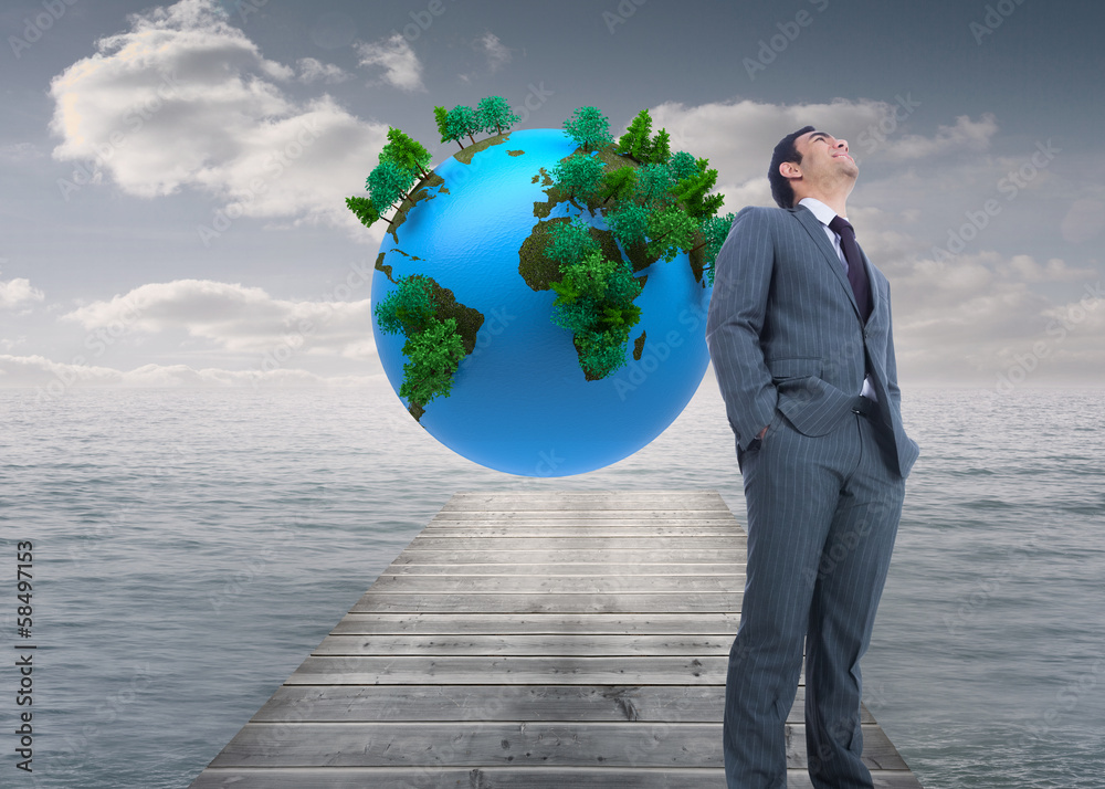 Poster composite image of smiling businessman standing