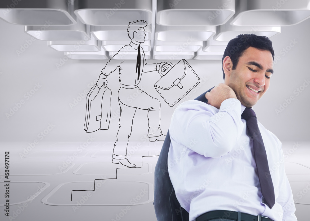 Poster composite image of smiling businessman standing