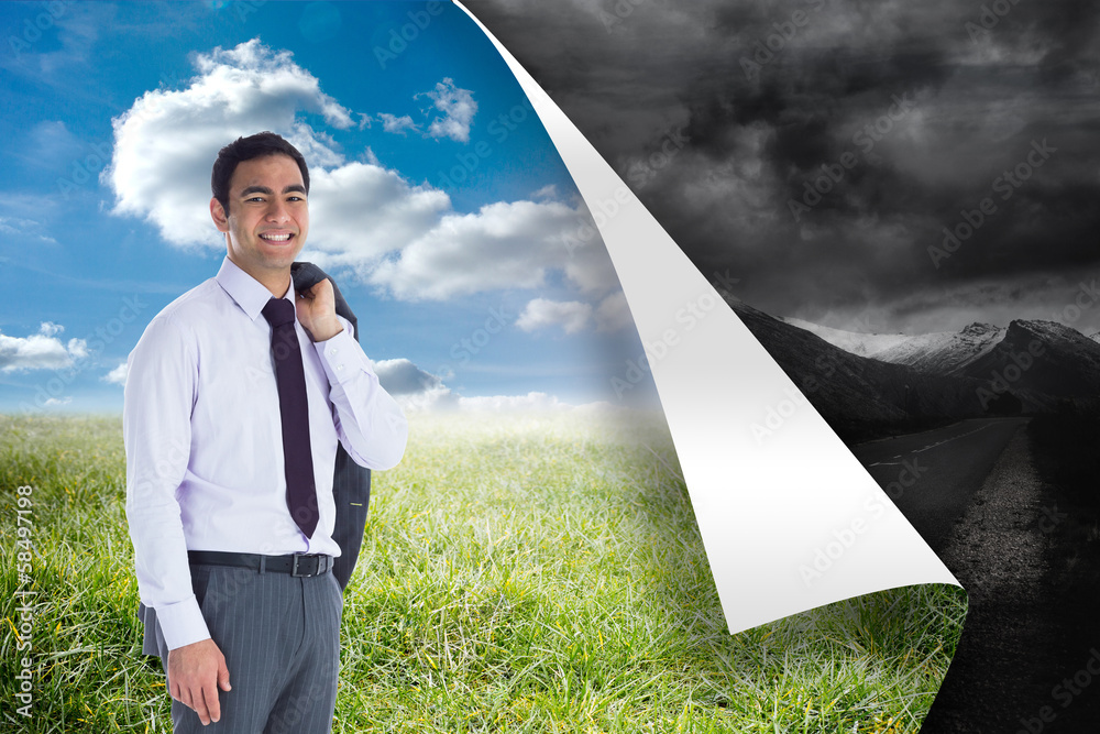 Poster composite image of smiling businessman standing
