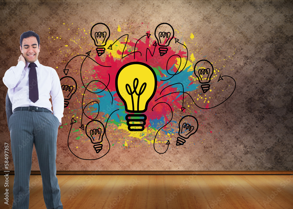 Poster Composite image of smiling businessman standing