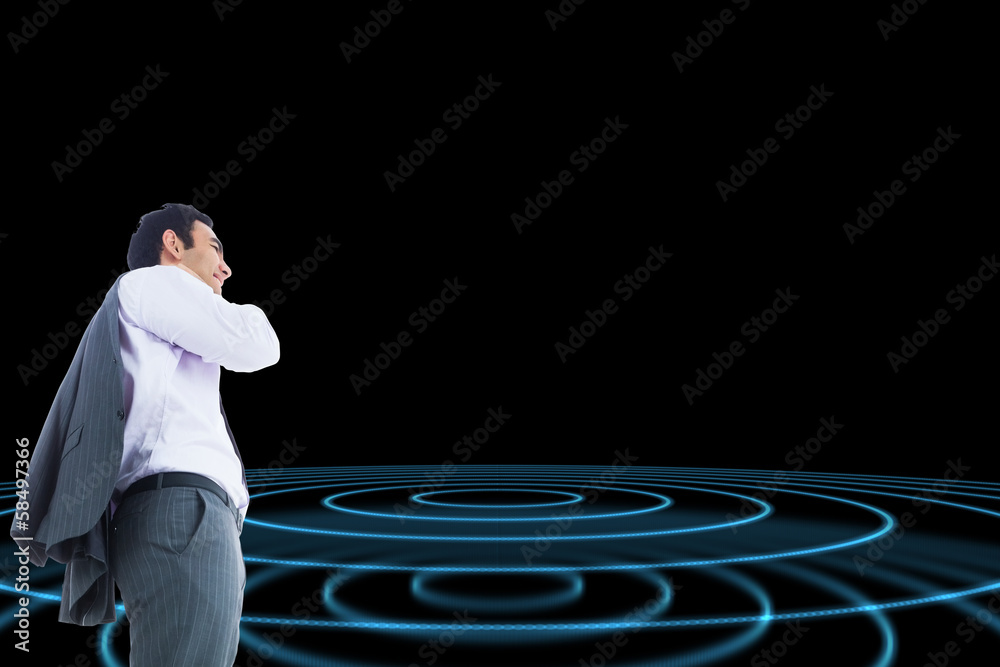 Poster composite image of smiling businessman standing