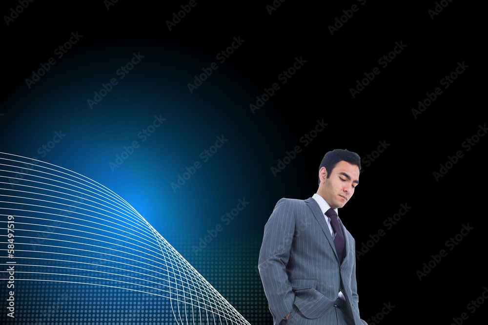 Poster composite image of unsmiling businessman standing