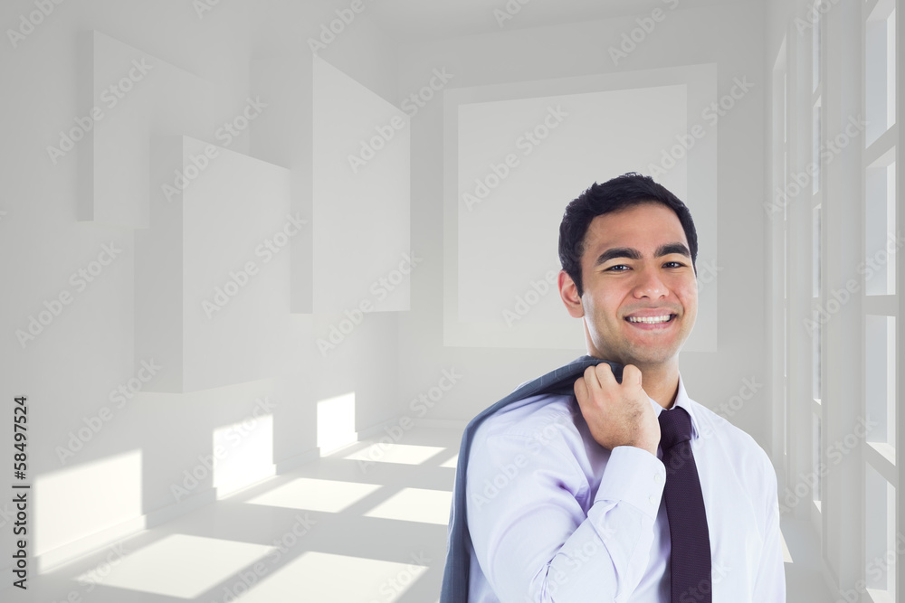 Poster composite image of smiling businessman standing