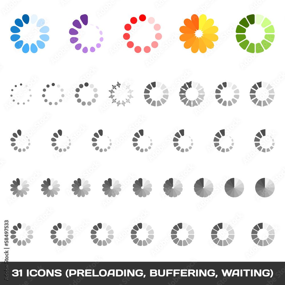 Fototapete loading and buffering icon set. preloaders. vector