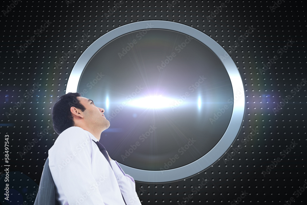 Poster composite image of unsmiling businessman standing
