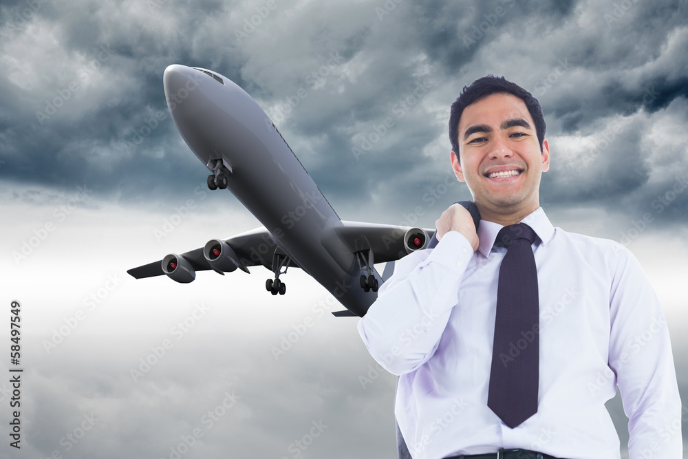 Poster composite image of smiling businessman standing