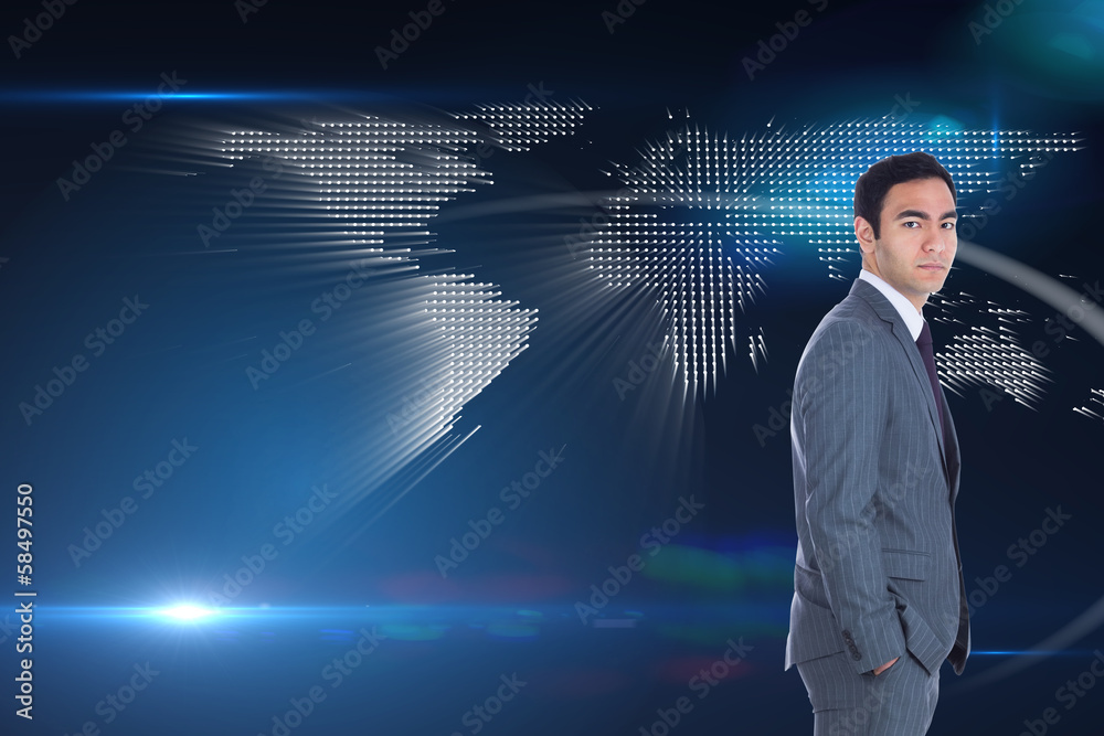Poster composite image of unsmiling businessman standing