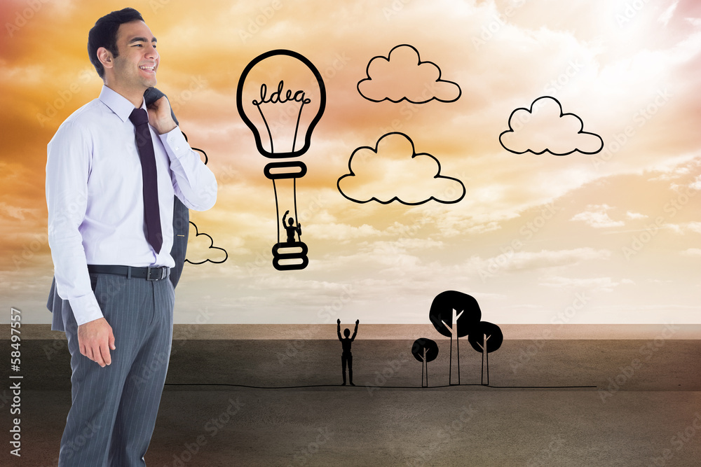 Poster composite image of smiling businessman standing