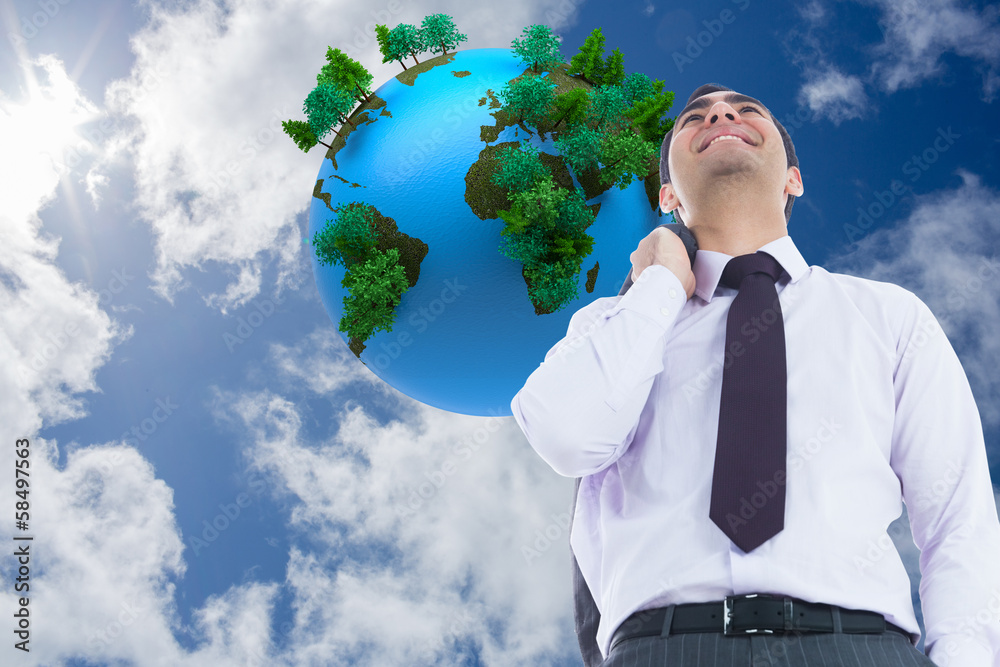 Poster composite image of smiling businessman standing