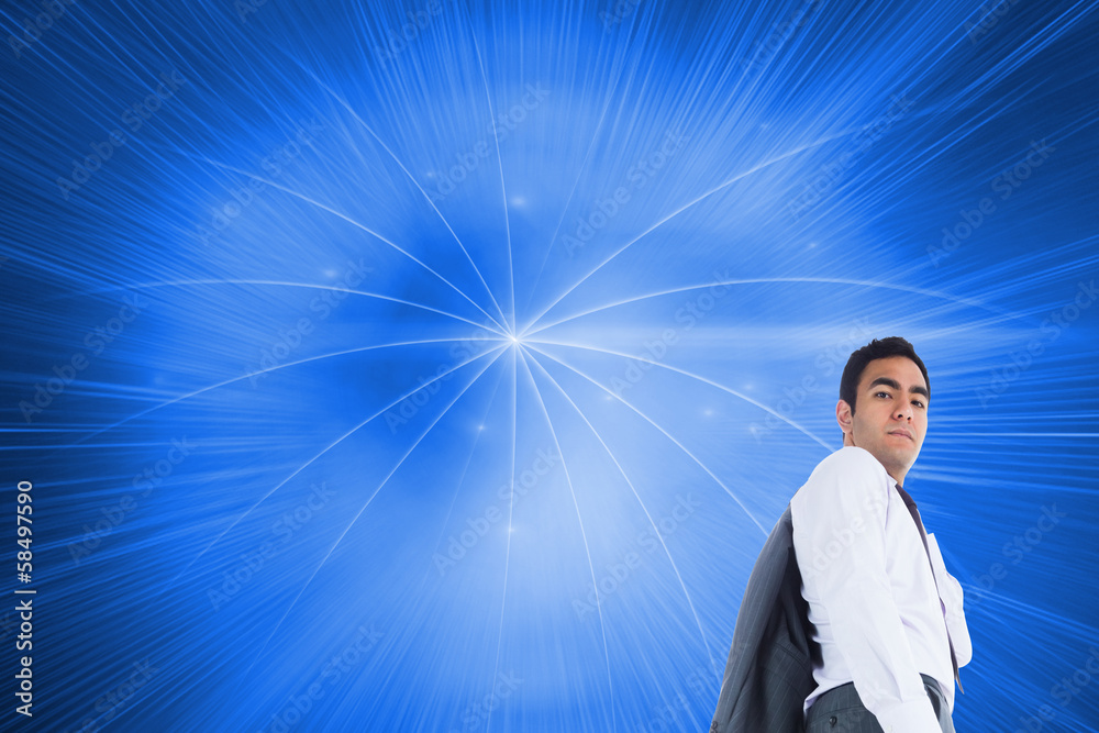 Poster composite image of unsmiling businessman standing