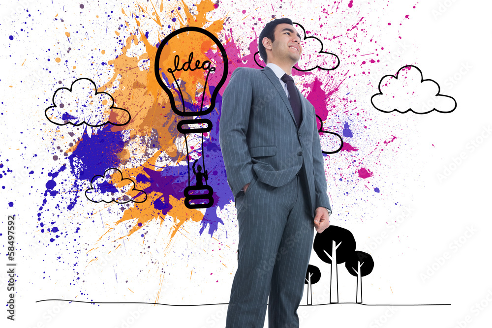 Poster composite image of smiling businessman standing