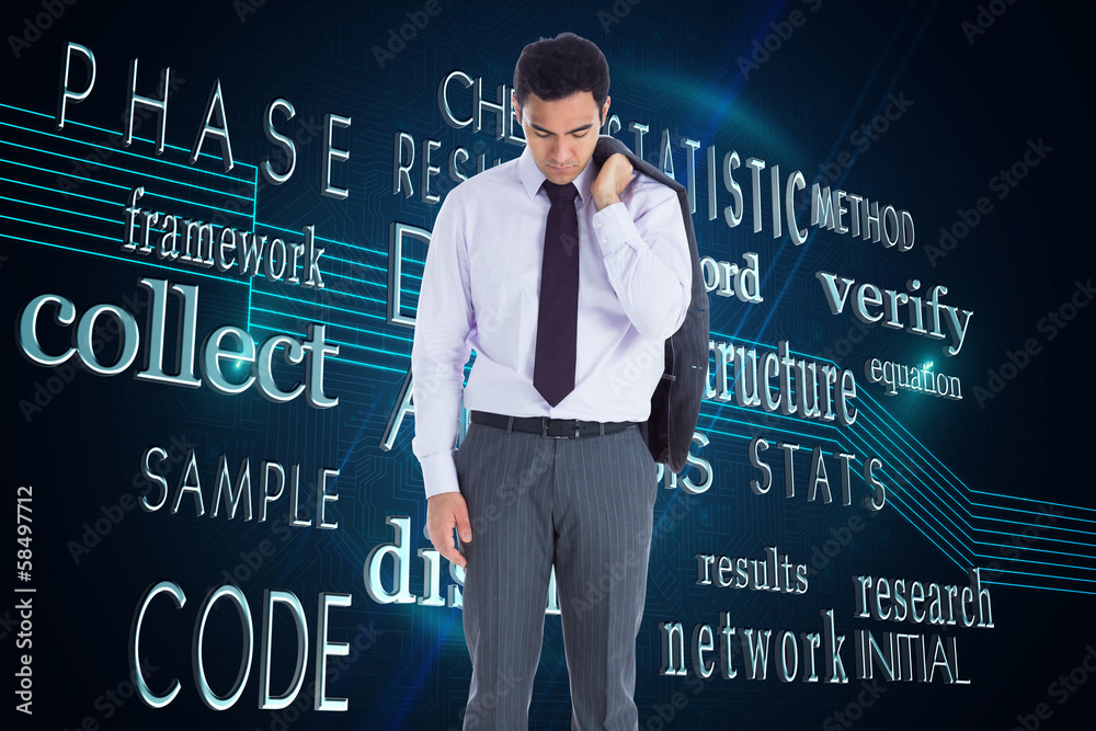 Poster composite image of unsmiling businessman standing