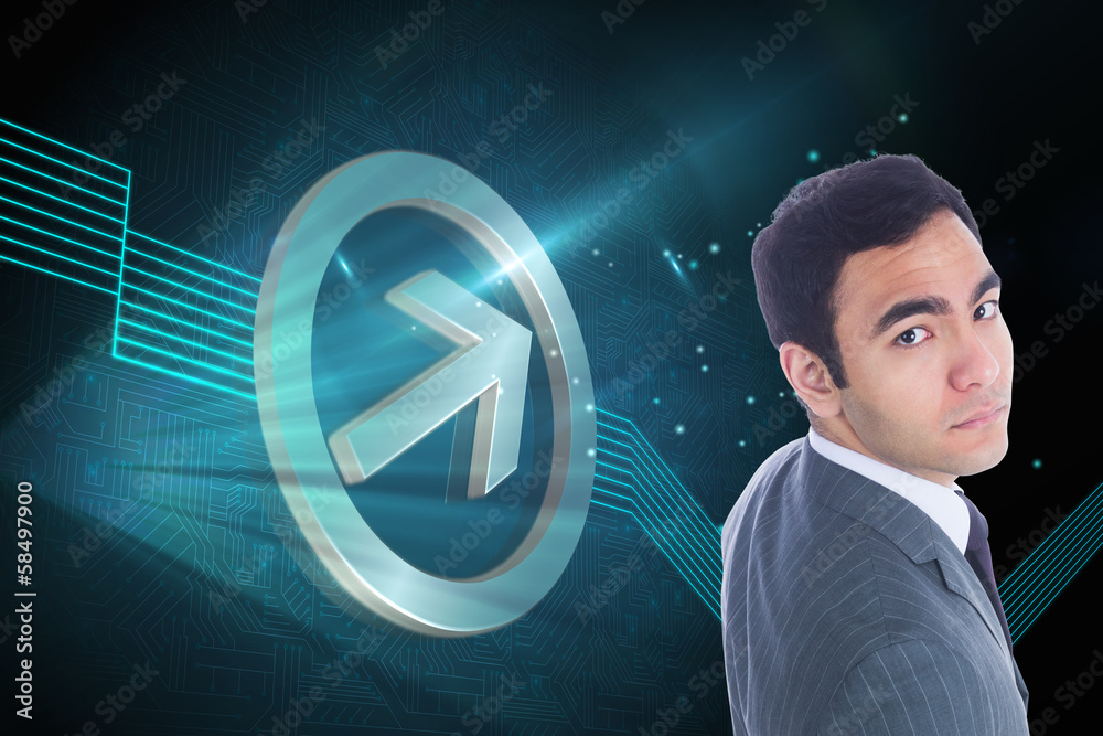 Poster composite image of unsmiling businessman standing