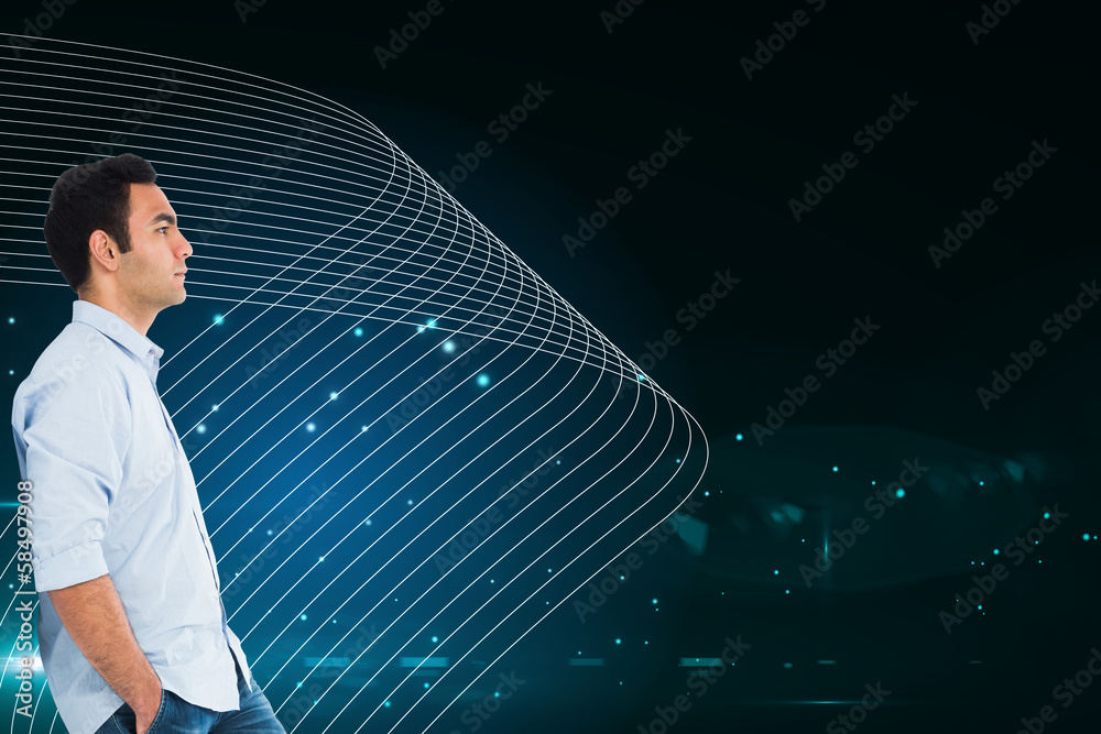 Poster composite image of unsmiling casual man standing