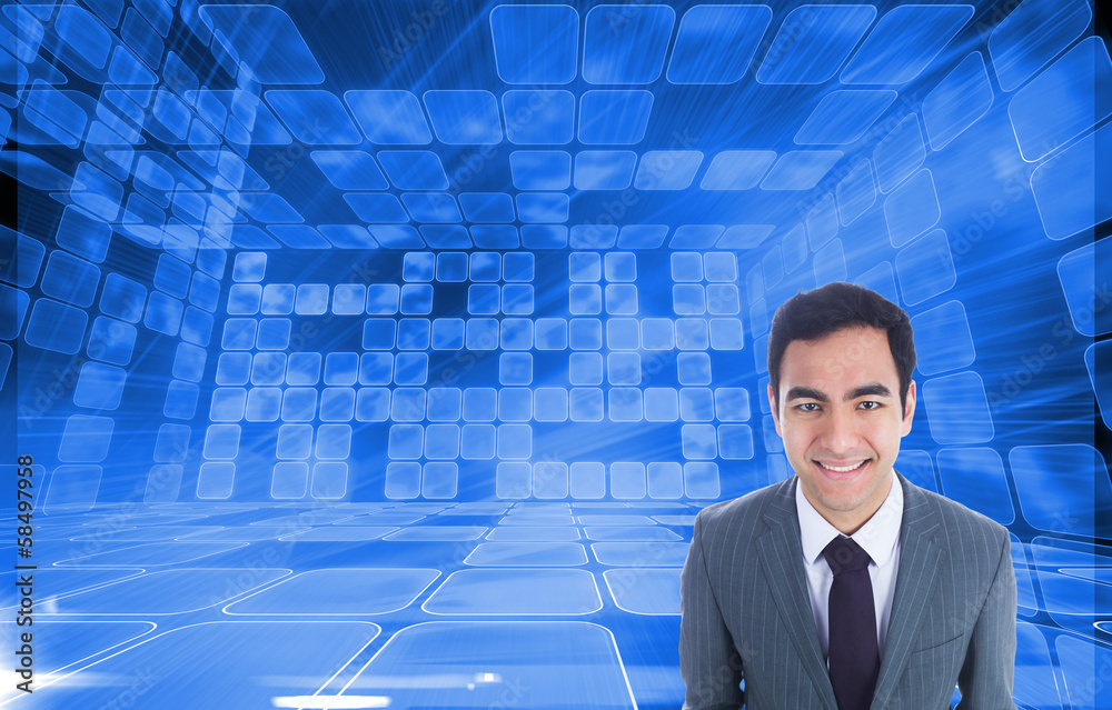 Poster composite image of smiling businessman standing