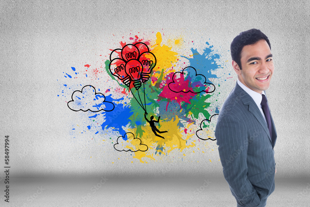 Poster composite image of smiling businessman standing