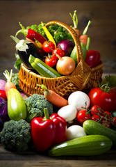 Fresh, organic vegetables in the basket