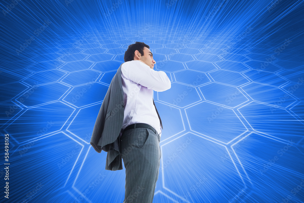 Poster composite image of unsmiling businessman standing