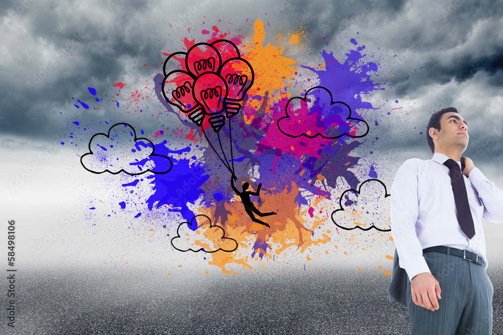 Poster composite image of unsmiling businessman standing