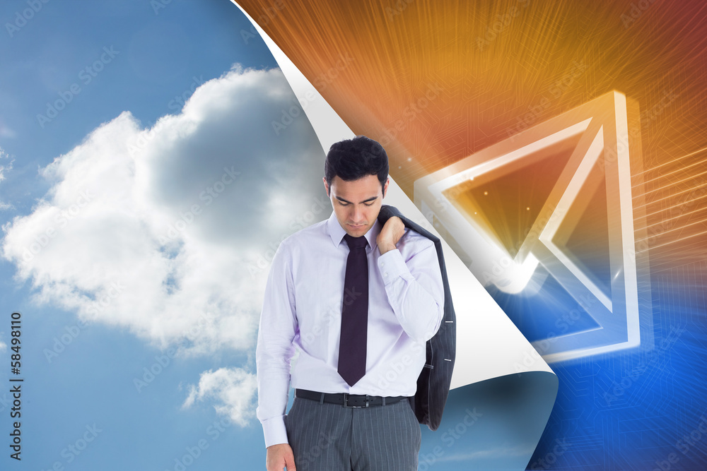Poster composite image of unsmiling businessman standing