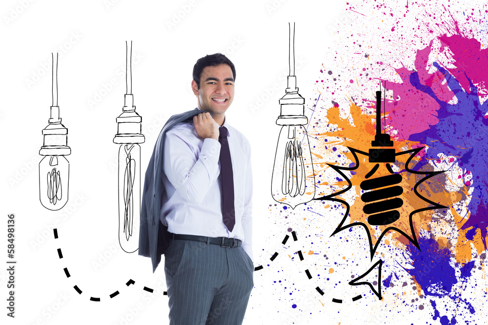 Poster composite image of smiling businessman standing