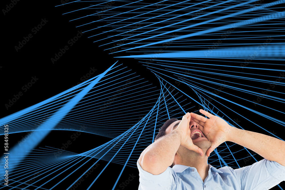 Poster composite image of shouting casual man standing