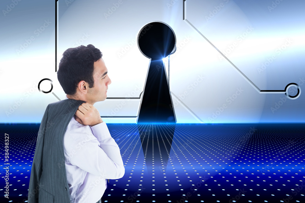 Poster composite image of unsmiling businessman standing