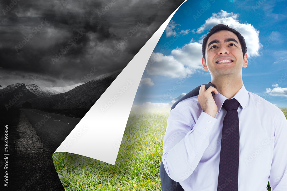 Poster composite image of smiling businessman standing