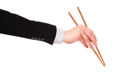 Businessman's hand Holding Chopsticks