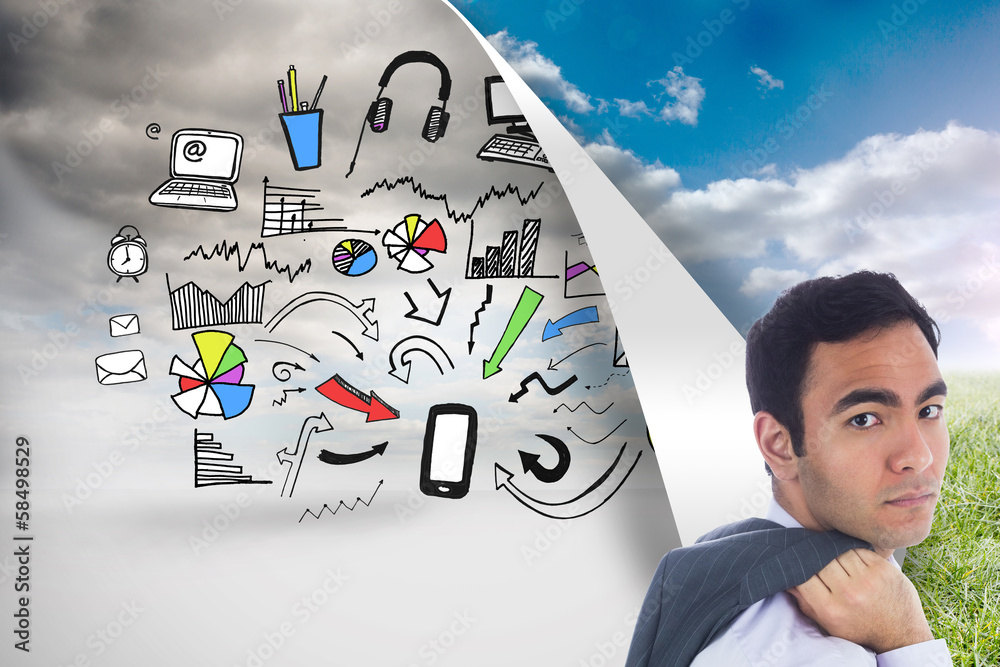 Poster composite image of unsmiling businessman standing