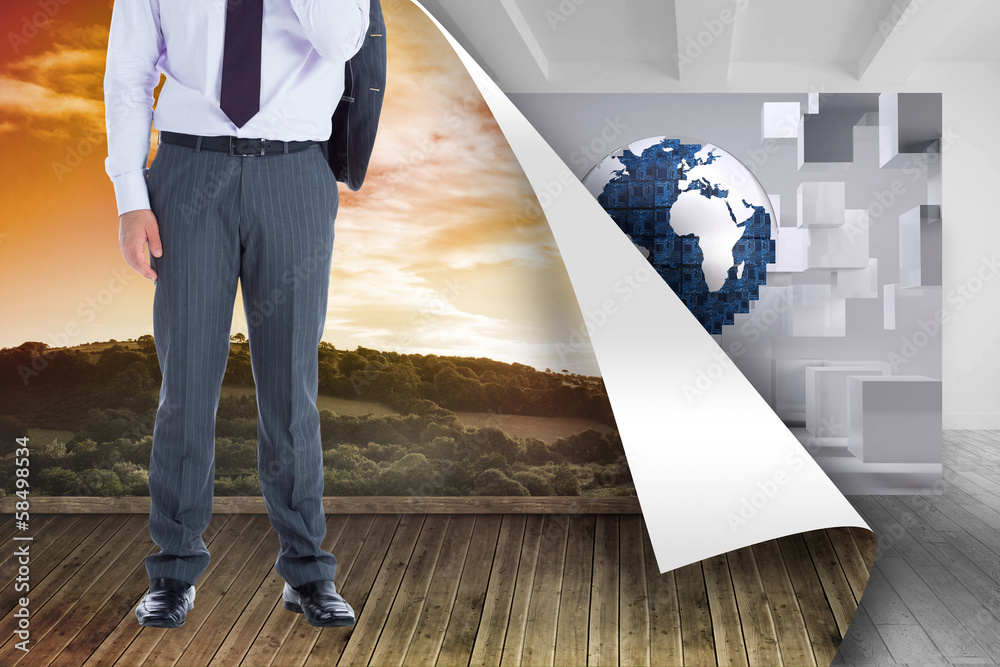 Poster composite image of smiling businessman standing