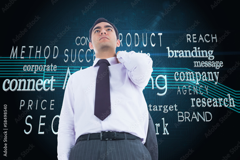 Poster composite image of unsmiling businessman standing