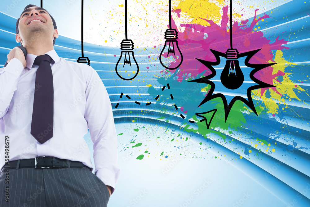 Poster composite image of smiling businessman standing